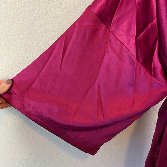 VTG Victorias Secret Angels Robe Womens OS Pink Satin Kimono Glam Lounge Y2K - Picture 3 of 15